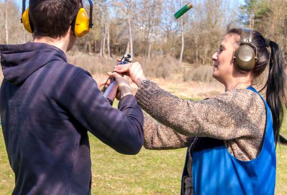 Clay pigeons shooting