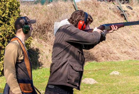 Clay pigeons shooting