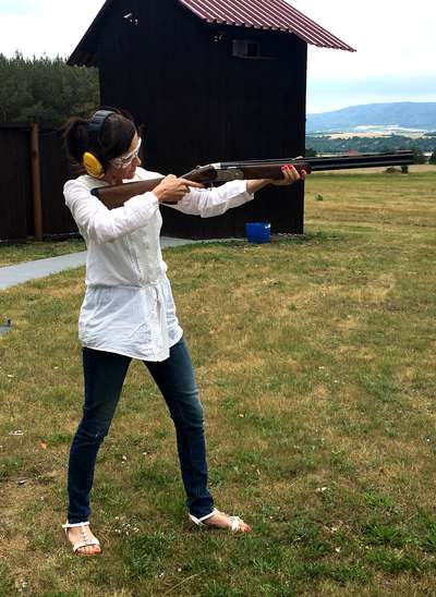 Clay pigeons shooting