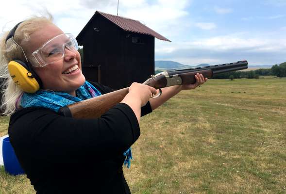 Clay pigeons shooting