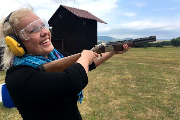 Clay pigeons shooting