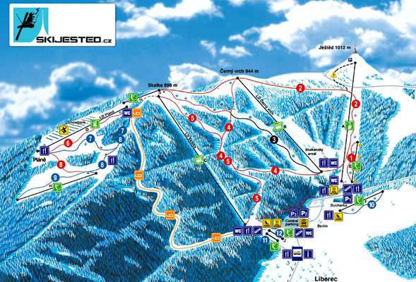 Map of the ski areal Jested